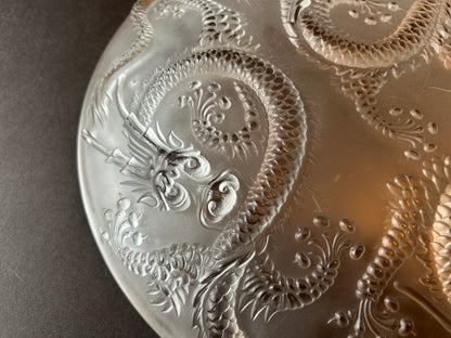 Large Frosted Glass Bowl With Dragons by Josef Inwald for Barolac, 1930