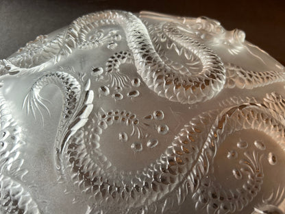 Large Frosted Glass Bowl With Dragons by Josef Inwald for Barolac, 1930