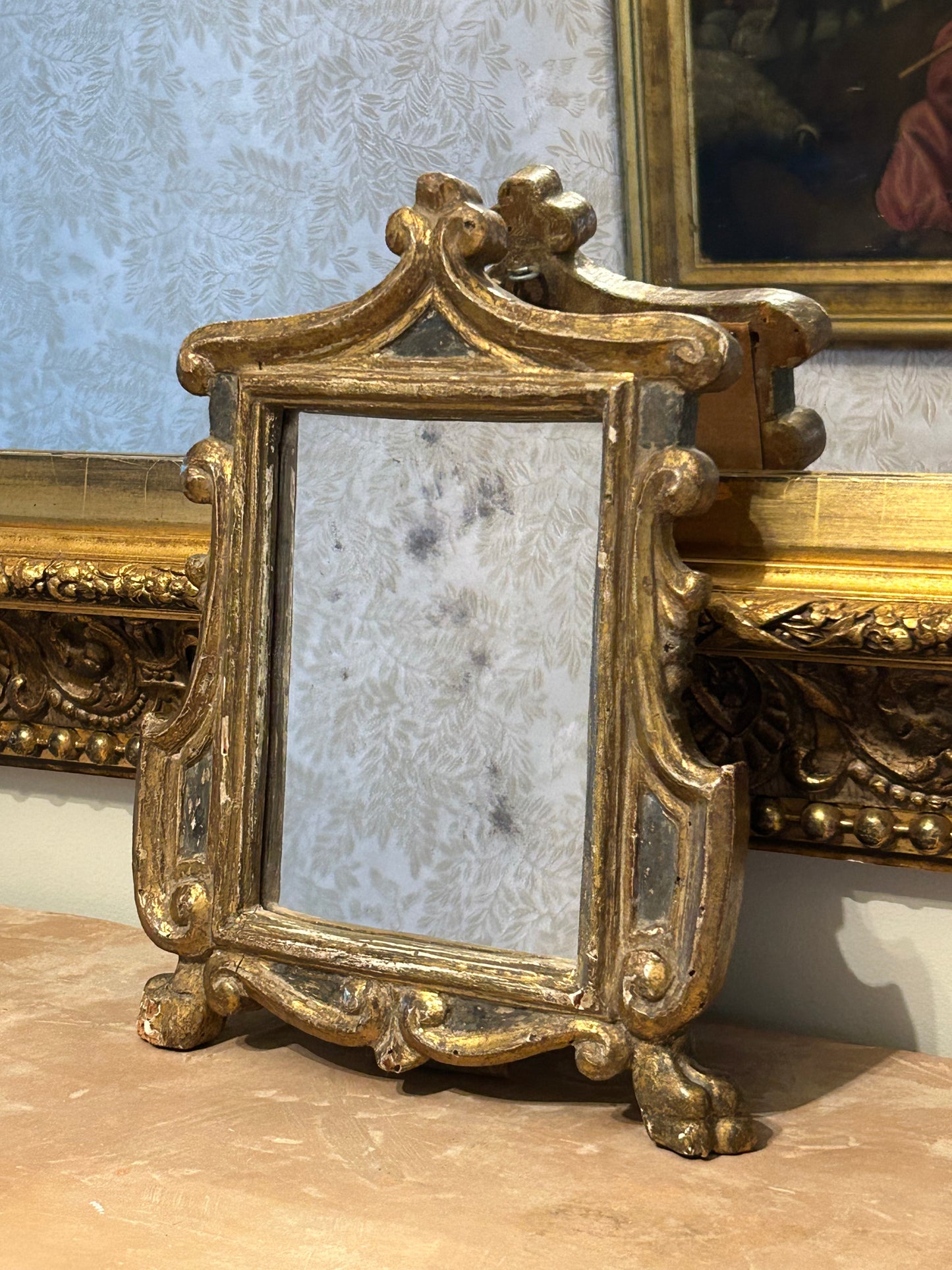18th Century Petite Gilded Wall Mirror