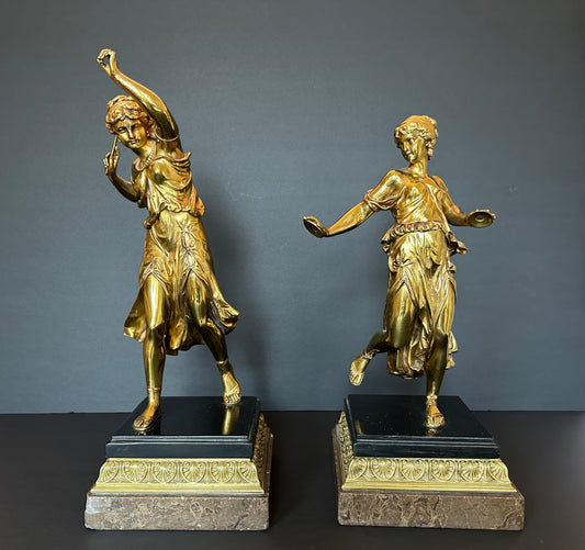 Pair of Continental Gilt Bronze Figures of Dancers