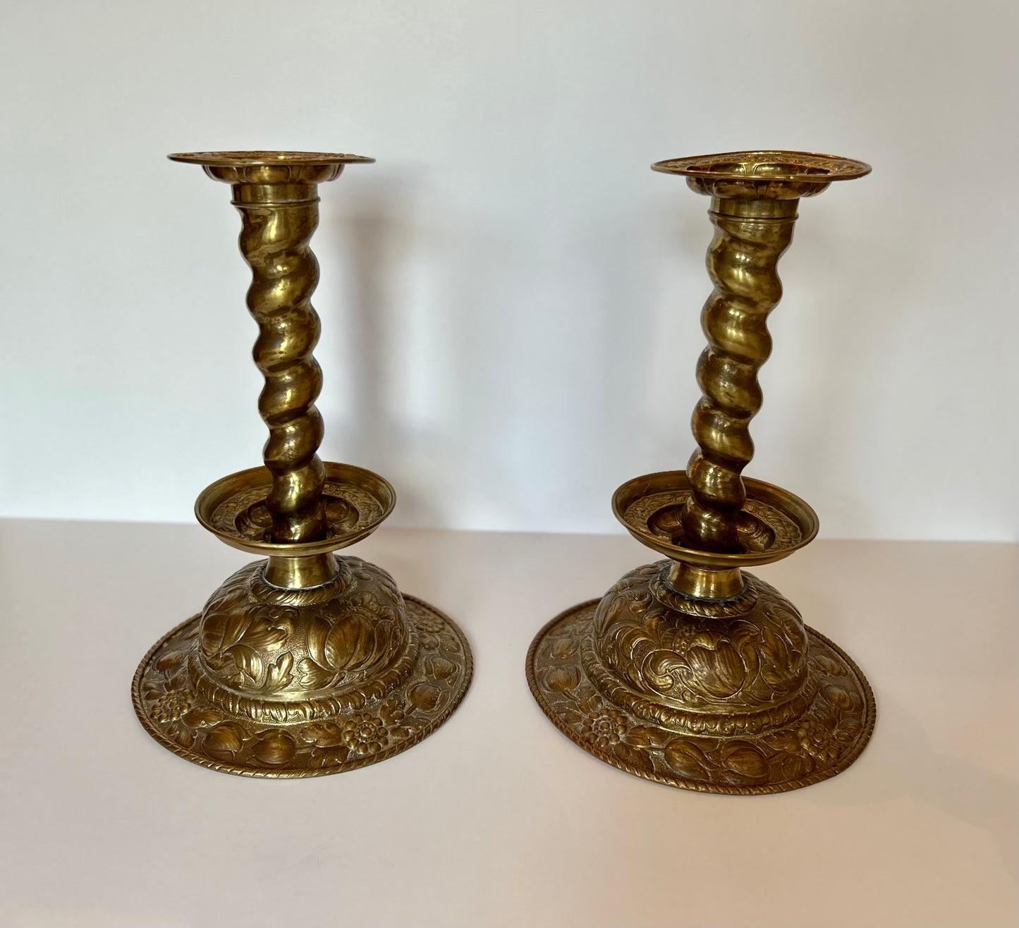 Pair of Dutch Brass Candlesticks, Nineteenth Century or Earlier