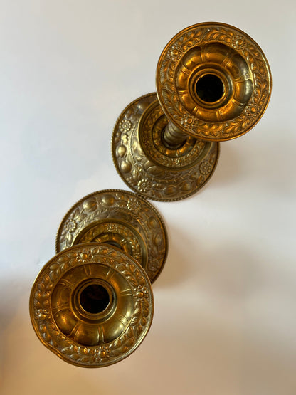 Pair of Dutch Brass Candlesticks, Nineteenth Century or Earlier