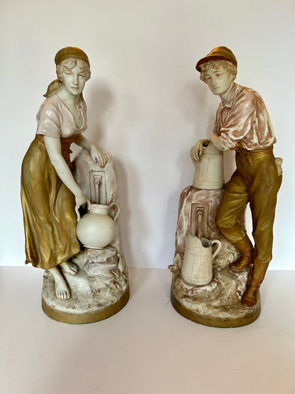 Large Pair of Royal Dux Figurines