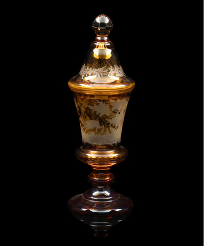 Collection of Bohemian Amber Crystal Glassware, 19th Century