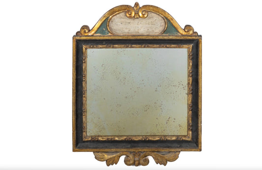 18th Century Polychrome Pedimented Mirror