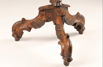 Antique Italian Walnut Pedestal Table With Carved Putti, 19th Century