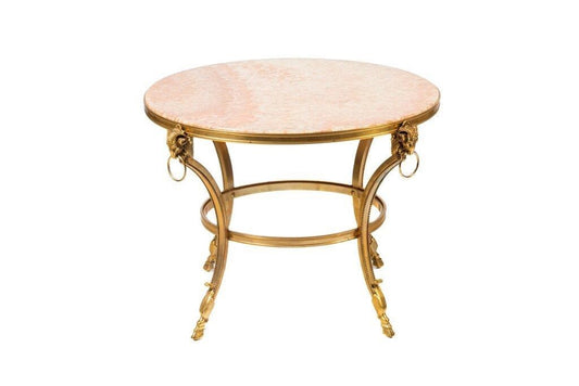 Louis XIV Style Bronze and Pink Onyx Table