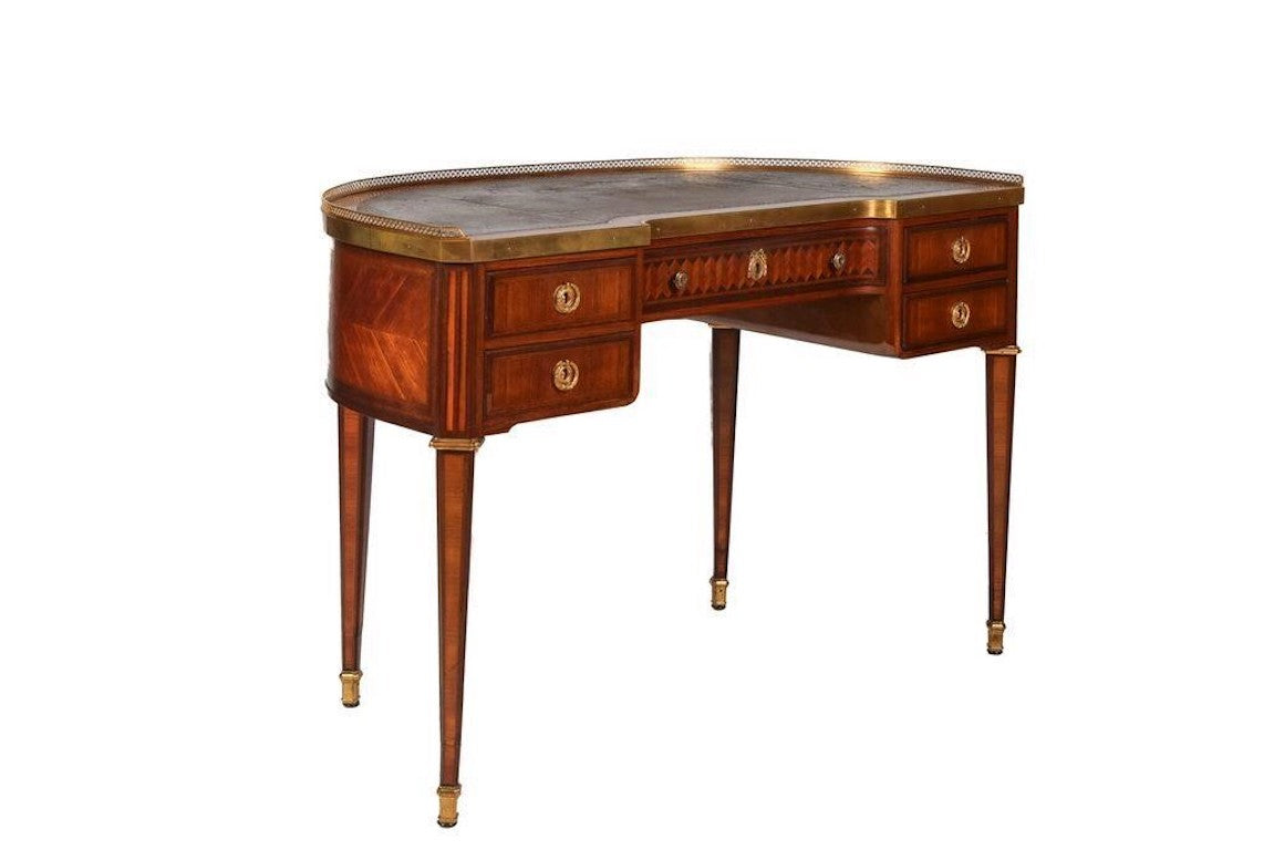 19th Century French Kidney Shaped Marquetry Desk