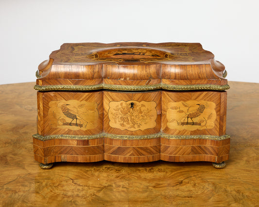 French  Marquetry and Inlaid Burl, Fruitwood, and Kingwood Dresser Box