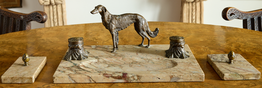 Bronze and Marble Ink Stand